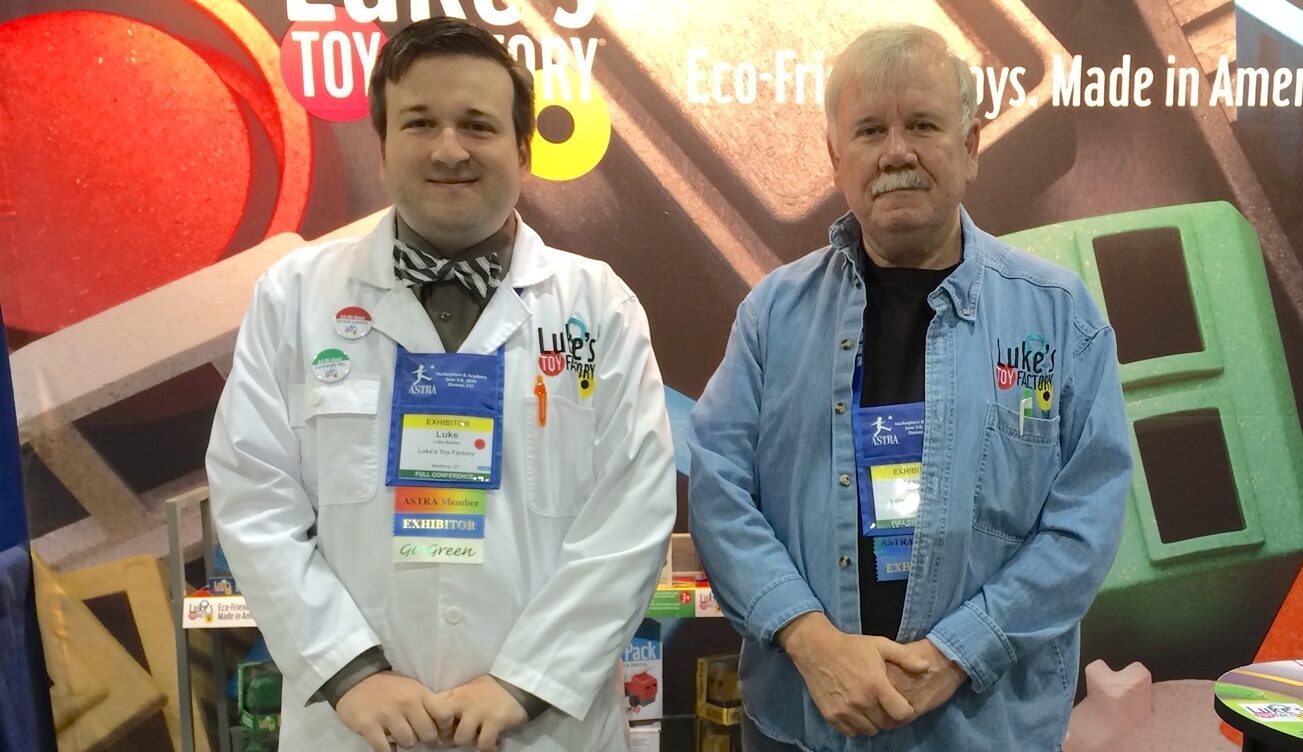From left: Luke and Jim Barber founded Luke’s Toy Factory after Jim read about a toy recall. Their goal: to manufacture safe toys in the USA.